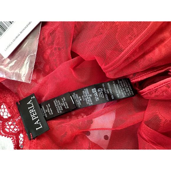 $446 La Perla Red Lace Bodysuit One Piece Womens Size Small Lingerie New - Picture 7 of 10